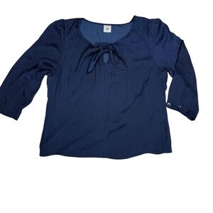 CAbi Midnight Blue Blouse with Bow Accent
